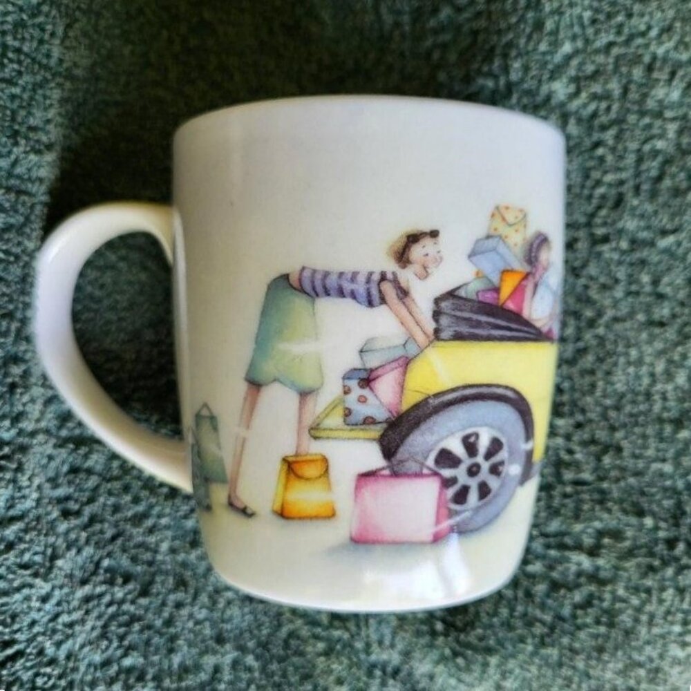 Collectible Royal Worcester mug, Shopping Trip